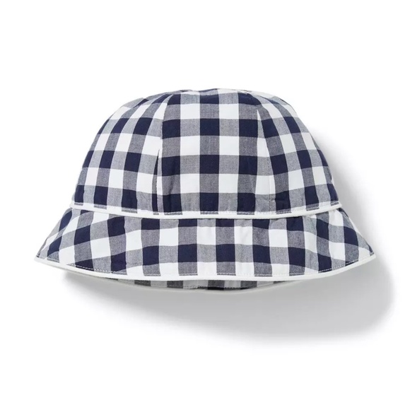 NWT Janie and Jack Gingham Bucket Hat & NWT Striped Palm Bucket Hat White 3-6M - Picture 3 of 14